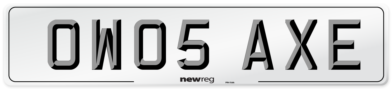 OW05 AXE Number Plate from New Reg